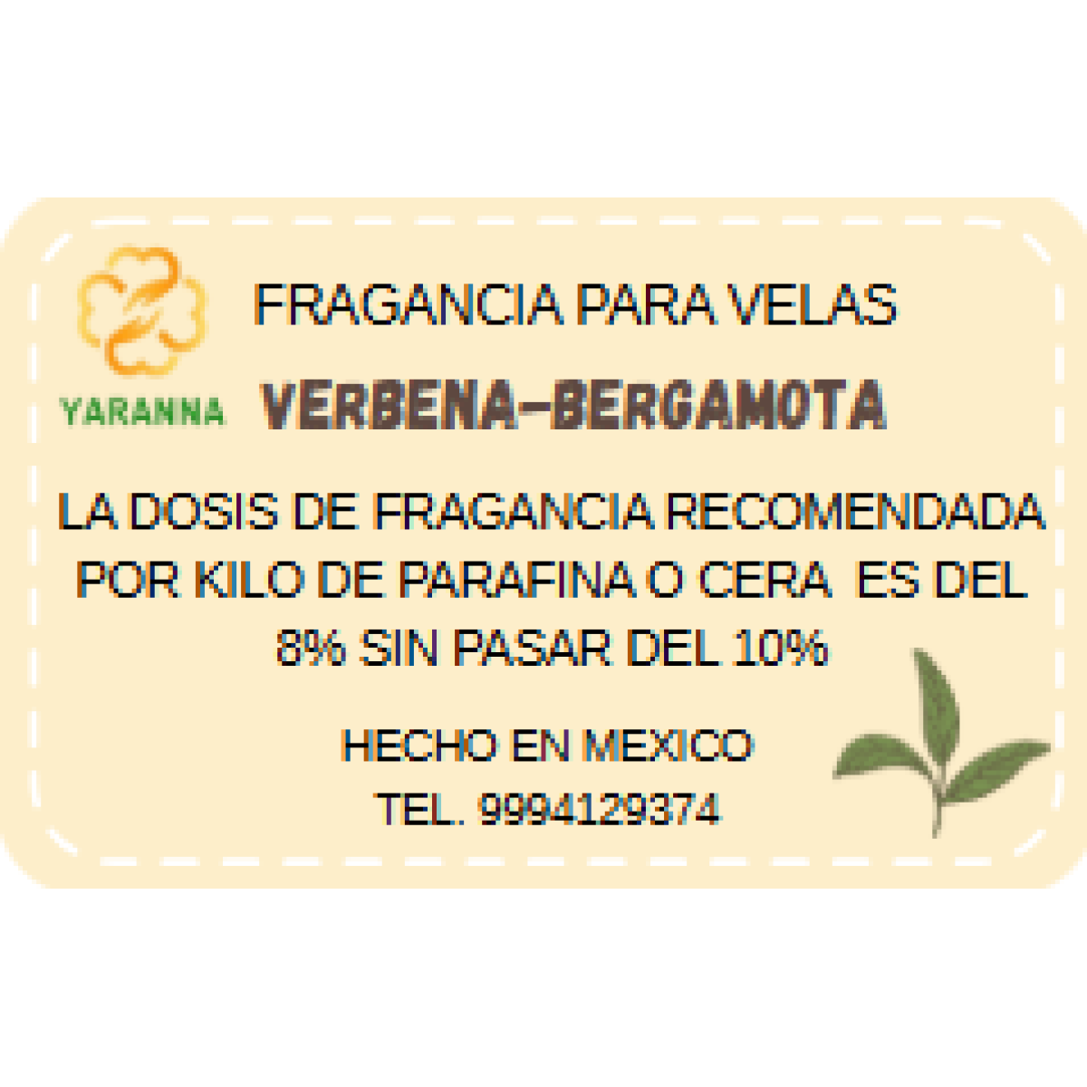 Fragancia Verbena/Bergamota de 125 grs para velas