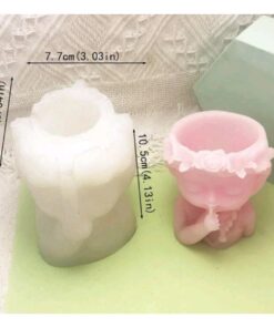 Molde Maceta Niña con Flores