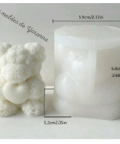 Molde Oso con Flores y Corazón